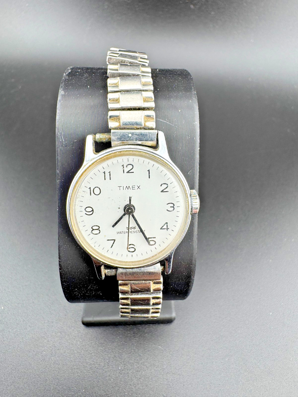 Vintage Timex Manual Wind Watch White Dial Steel Band
